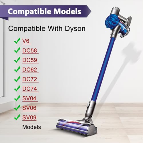 Image of Quick-Release Motorhead Cleaner for Dyson V6 DC58 DC59 DC61 DC62 DC72 DC74 Vacuums Models Cleaner Head Dyson SV04 SV06 SV09 Replacement Part Electric Head for Hardwood Floor Carpets