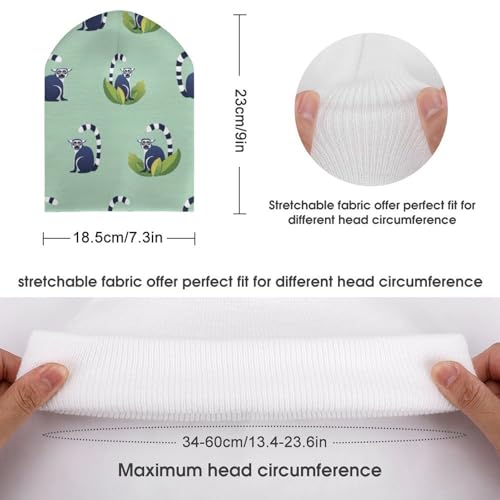 Cute Lemurs Pattern Kids Beanie Hat for for Girls Boys Children Cap Winter Knitted Chemo Cancer Headwear Accessories Gifts Decoration Black2