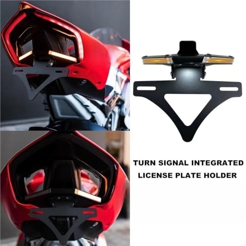 Support plaque moto avec clignotant intégré et queue courte LED - 2