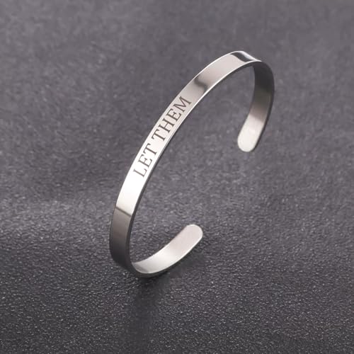 Q&D&S Gold plated Let Them Cuff Bracelet, Inspirational Engraving Bracelets Stainless Steel Open Adjustable Friendship Cuff Bangle Jewelry Gifts for Best Friends3