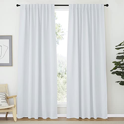 NICETOWN Living Room Darkening Curtain Drapes - (Cloud Grey Color) W70 x L84, Set of 2, Room Darkening Window Treatment Drapery Panels Cloud Grey 70"W x 84"L (Pack of 2)