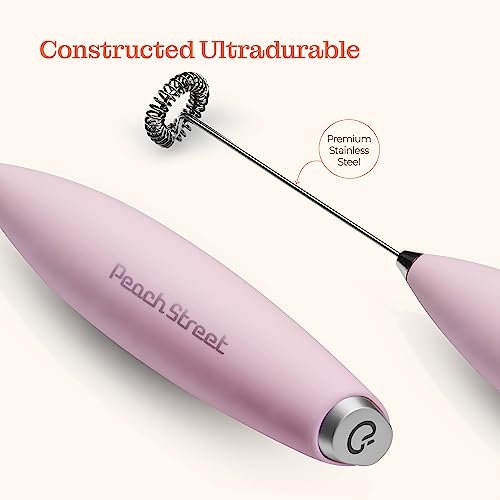 image for Peach Street Powerful Handheld Milk Frother, Mini Milk Foamer, Battery
