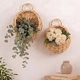 Chumia 2 Pack Wicker Wall Hanging Baskets for...