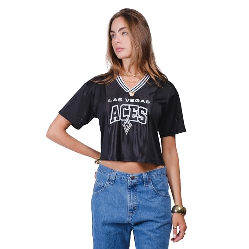 Ultra Game WNBA Official Womens Super Soft Mesh Crop Top T-Shirt, Las Vegas Aces, Team Color, Large