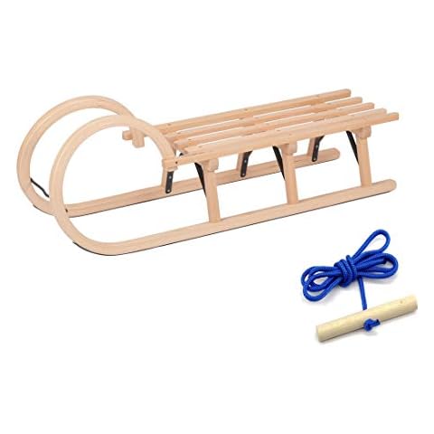 Hörnerschlitten/Hörnerrodel mit Leine / 110cm Alpina Fun by Colint (Rodel Schlitten aus Holz) TÜV/GS Cover