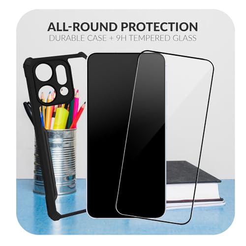 Image of Back Cover Case + Screen Protector for Oppo Reno 14 5G | Transparent Black | TPU & PC Anti Yellow Mobile Phone Case Cover for Oppo Reno14 / Reno14 5G | 360 Degree Protection