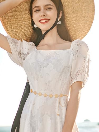 Image of FIORETTO Western Waist Chain Belt Metal Concho Belt for Women Cowgirl Cowboy Boho Country Belt for Dress Jean