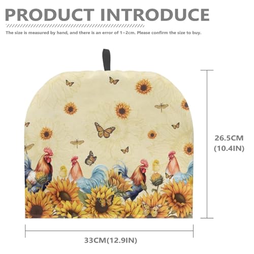 Image of Teapot Warmer Tea Pot Cover Keep Tea Warm Insulation Teapot Cozies Machine Washable Kettle Cover Breakfast Warmer for Teapot British Home Decor, Rooster Sunflower Butterfly