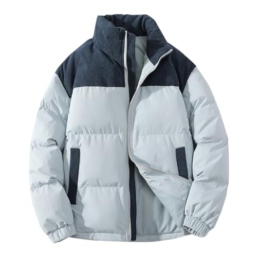 OCCOKO Abrigos de invierno para mujer, chaqueta acolchada de pana para hombre, estilo informal, con cremallera, manga larga, chaqueta ligera de plumón, suéter para mujer, color rojo vino, marine, XXL