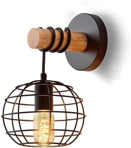 HTERWQEA American Retro Style Wrought Iron Wall Lamp Creative Lampshade Light E26/E27 Base Source Sconce Installation Lantern for Dining Room Balcony Study Indoor Wall-Mounted Lighting Fixture