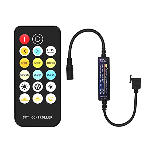 Image of RF Remote Dimmer for PAUTIX CCT Tunable COB LED Strip Lights,17-Key Wireless Remote and Controller DC 5-24V for CCT COB LED Tape Lights,Timer Function