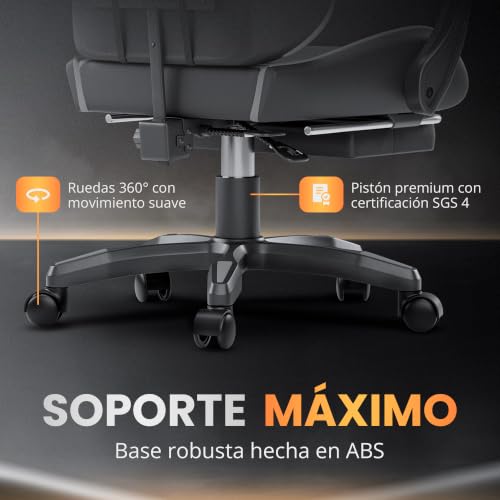 Miniatura 7 de Jupplies Silla Gaming Profesional Con Masajeador - Silla De Oficina Ergonómica Con Reposapiés, Altura Regulable Y Respaldo Abatible - Silla Gamer Para Juegos