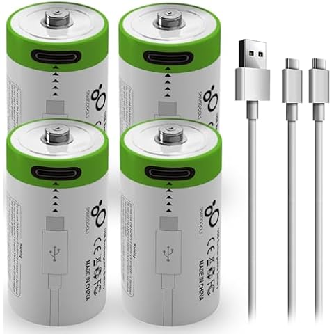 CAMELCELL 4Pack CR123A Batteries,USB Lithium ion Rechargeable Battery, High Capacity 3.7V 700mAh Rechargeable CR123A Battery, 1.5 H Fast Charge, 1200 Cycle with Type C Port Cable, Constant Output Cover