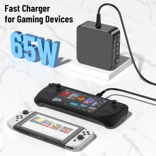 Image of 65W 60W USB C Charger Compatible with ROG Ally X /Steam Deck /Legion Go S