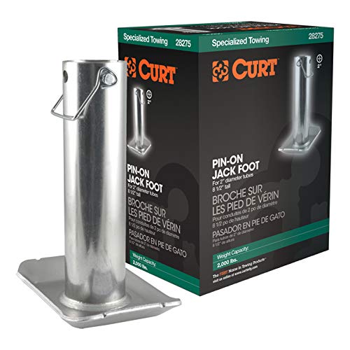 CURT 28275 Trailer Jack Foot, Fits 2-Inch Diameter Tube, Supports 2,000 lbs, 8-1/2-In Height