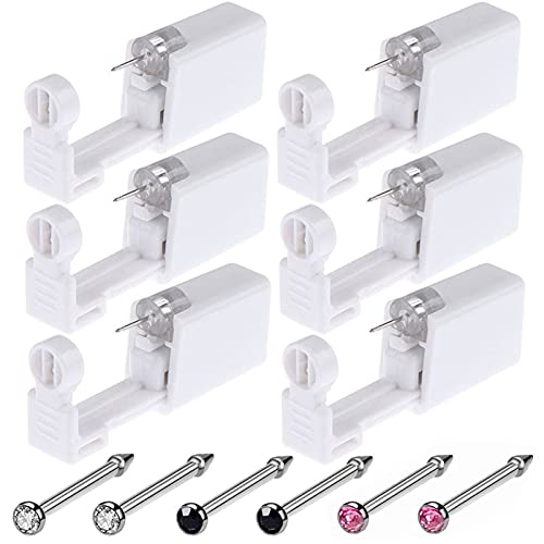 Nose Piercing Gun - Judero 6 Pack Self Nose Piercing Kit Unit Safety Disposable Nose Piercing Gun with Nose Stud Piercing Kit Tool for Cartilage Piercing Gun Piercing Jewelry (6pcs)