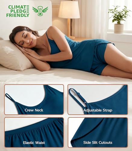 Image of NACHILA Women's Pajamas Set-Viscose Made from Bamboo,Sleeveless Sleepwear Cami Pajamas Shorts Sets Soft Nightwear Camisole Pj