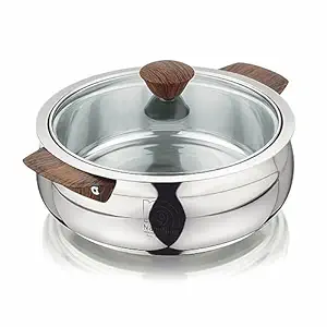 NanoNine Royal Serve Double Wall Insulated Stainless Steel Casserole with Glass Lid, 2.65 L, 1 pc