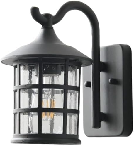 KryZaroレトロスタイルブラケットウォールランプ(センサー付き・ブラック) 防水エクステリアライト ポーチ/ドア用壁掛け照明 アンティーク × 北欧風スタイリッシュ 室内装飾対応