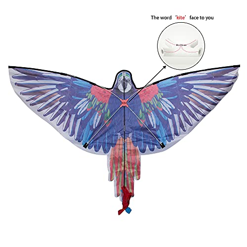 JEKOSEN Parrot Huge Kite for Kids and Adults Easy to Fly Single Line String with Tail for Beach Trip Park Family Outdoor Games and Activities - Thumbnail 5