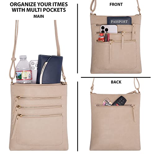 Image of Solene Crossbody Bag Functional Multi Pocket Messenger Purse Top Zip Closure Shoulder Handbag With Adjustable Strap