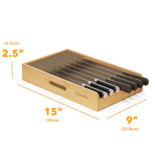 SpaceAid Knife Drawer Organizer 9 inches Wide Bamboo Insert Dock, Kitchen Steak Knives Holder Organizers Block for Drawer in Storage Organization (Medium, Natural) by SpaceAid - Image 5