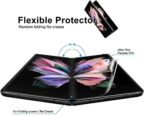 Designed For Samsung Galaxy Z Fold 3 5G Flexible Tpu Screen Protector, [2 Pack Front And 2 Pack Inside] Film, No Bubbles,Support Fingerprint Unlock #TOP3