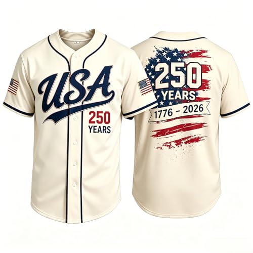 250 Anniversary Jersey Patriotic USA 250th Anniversary Baseball Jersey Statue of Liberty Print Shirt American 250 Years Flag Button Down Shirts Breathable Short Sleeve Polo Tee