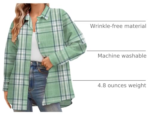 Image of SANGTREE Women and Girls Long Sleeve Flannel Casual Button Down Plaid Shirt