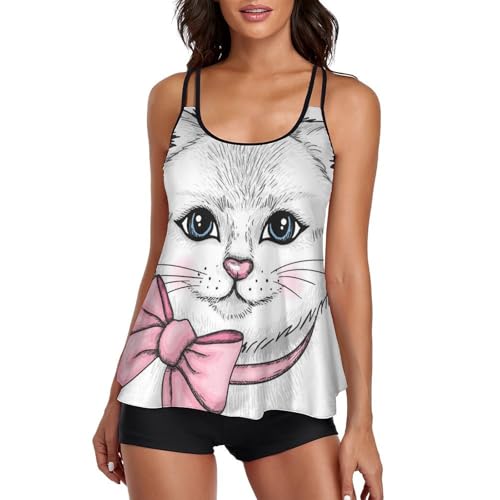 Maillot de bain tankini femme short de garçon ensemble bikini robe de plage anti-complexes
