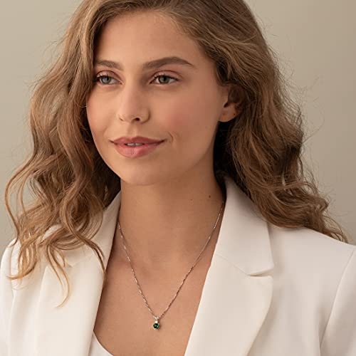 PEORA Created Emerald with Genuine Diamond Pendant for Women 14K White Gold, 0.82 Carat total Heart Shape Solitaire, Green Emerald Jewelry, May Birthstone, Gifts for Birthday, Anniversary, Wedding2