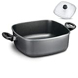 Lass es uns jetzt gemeinsam auf den Punkt bringen: Deine Vorteile vom Aluguss Bräter 28 x 28 cm, 8 cm Innenhöhe, Herdplatten Ø 22 cm, 5,0 Liter, 2,20 Kg: 100% Verzugsfreier Boden, Top-Level Antihaftbeschichtung, solider passgenauer Glasdeckel, optimale Hitzeverteilung und Wärmespeicherung. Für alle Herdarten. Backofengeeignet bis 240 Grad (auch der Deckel), 100% Made in Germany u.v.M.. Bestelle jetzt, für ein ganz neues Kocherlebnis.