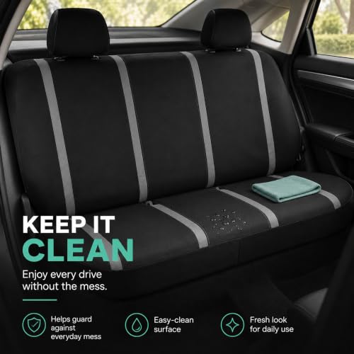 FH Group Car Seat Covers Rear Set Cloth - Car Seat Covers with Removable Headrest,Universal Fit,Automotive SeatCovers,Washable Car SeatCover for SUV,Sedan,Van Gray by FH Group - Used condition - Image 8