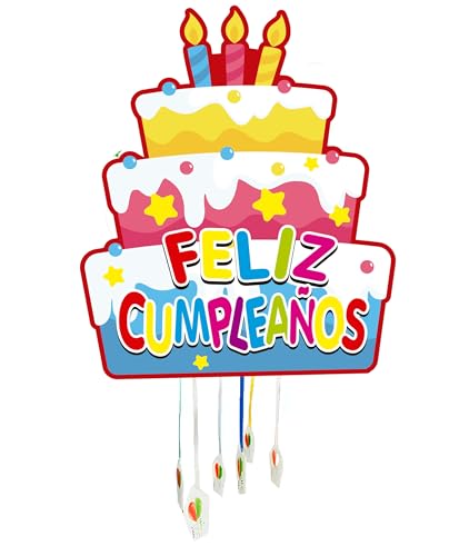 Piñata Cumpleaños Infantil - Piñatas Infantiles - Decoración Fiestas Infantiles Niño y Niña - Piñatas Grandes - Piñatas para Rellenar con Juguetes y chuches - FÁCIL DE RELLENAR (Tarta)
