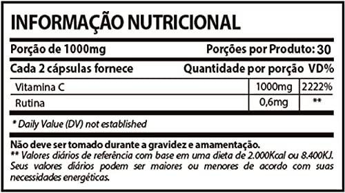 Vitamina C 1000 mg com Rutina o,6 mg Sunfood 60 Cápsulas Kit 2 Unidades