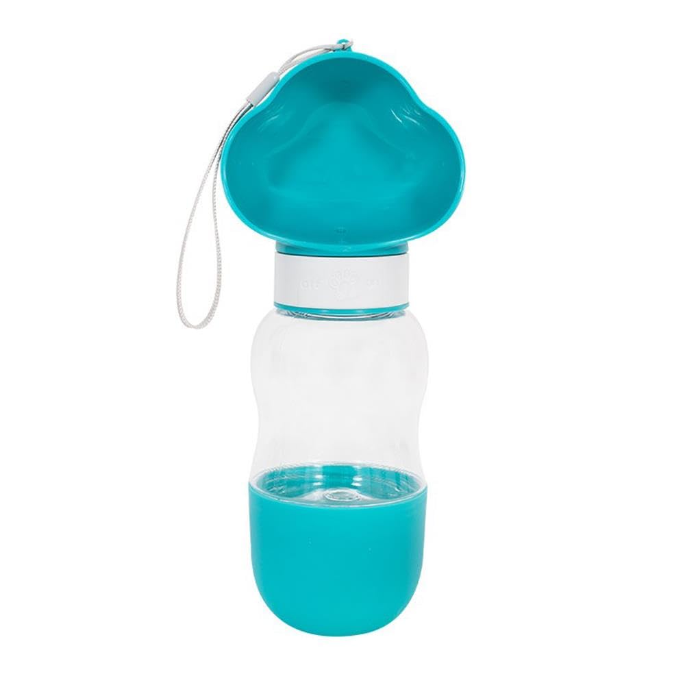 YöL 2 In 1 Pet Water Bottle & Food Container - Dog Puppy Water Dispenser Treats Food Bowls Travel Portable Blue White