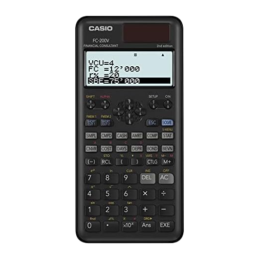 Casio FC-200V-2nd Edition Calculadora financiera, pantalla de 4 líneas, matriz DOT, 10+2 dígitos