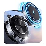 Magnetic Car Phone Mount with Wireless Charging, Strong Vacuum Suction, 20× N55 Magnets, 360° Adjustable Dashboard & Windshield Holder, Military-Grade Stability, Universal Fit, Case Friendly (Black)