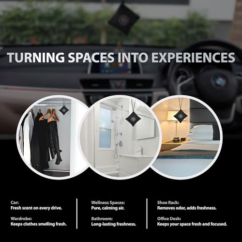 Image of DIFFUZE Camphor Bag Pro | 4-in-1 Luxury Car perfume for Car & Home | Camphor infused with Herbs, Lavender, Sandalwood + Activated Charcoal | Organic & Toxin Free | Long Lasting Air Freshener (Grey)