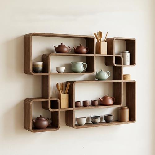 JOSIAHCQ Estanteria de Pared para exhibir coleccionables; baldas flotantes Pared de Madera para Sala de Estar, Oficina o Cocina(Large)