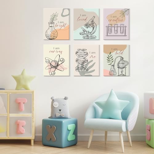 Image of CHDITB Chemical Science Art Print For Classroom, Boho Funny Chemistry Motivational Poster Set Of 6(8x10inch) Middle School Science Explore Canvas Framed Wall Art For Laboratory Lab Library Decor