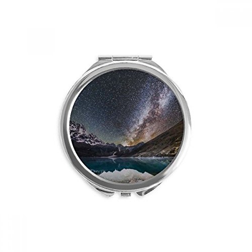Miroir à main portable motif galaxie pour retouches maquillage au bureau et en soirée