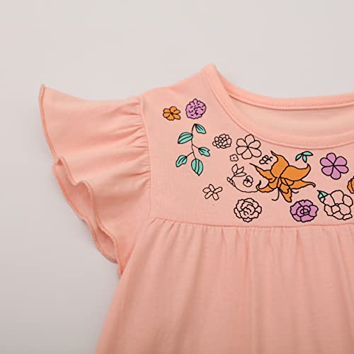 Image of HILEELANG Girls Cotton Tiered Dress Flutter Ruffle Sleeve Summer Swing Sundress Birthday Party Casual Outfit Colorblock 2-12Y
