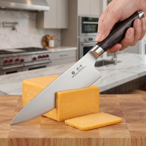 imarku Chef Knife, Japanese Kitchen Knife 8 Inch with High Carbon Stainless Steel, Ultra Sharp Edge Utility Knife, Ergonomic Pakkawood Handle Cooking Knives for Home Cooks and Chefs,Birthday Gift - Image 7