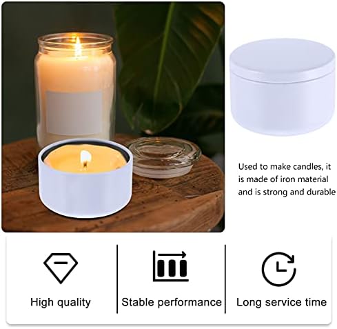 Healifty 12Pcs DIY Candle Tin Round Metal Candle Container Empty Canning Storage Jars Pots with Lid for Candle Making Jewelry Jam Lotion Travel Tins Party Favors White