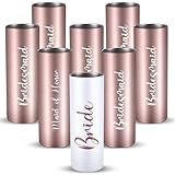 8 Pack Bridesmaid Skinny Tumbler 20 oz Bride Bridesmaid Wine Tumblers Stainless Steel Maid of Honor Champagne Flute Mugs Bridesmaid Proposal Gifts for Engagement Wedding Bachelorette Party Supplies