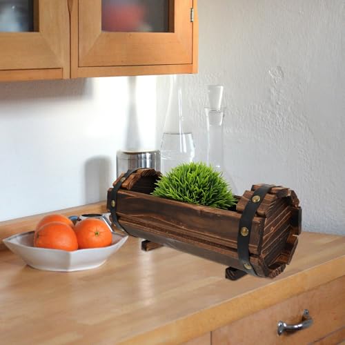 Pot de fleurs extérieur en bois avec réserve d'eau pour balcon - 5