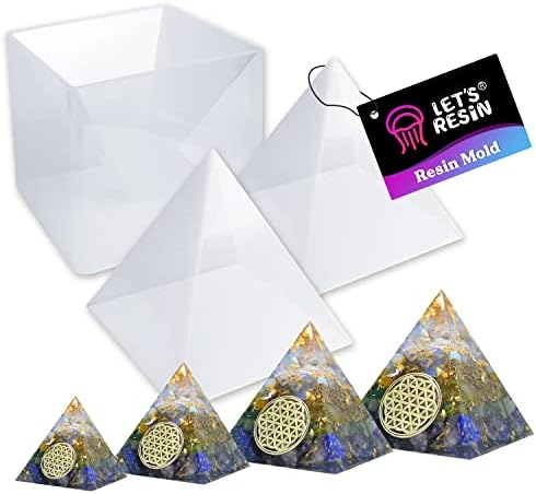 LET'S RESIN Pyramid Molds for Resin,Large Silicone Pyramid Molds,Silicone Resin Molds for DIY Orgonite Orgone Pyramid, Orgonite Jewelry,Great for Paperweight, Home Decoration(Height:15cm/5.9inch)