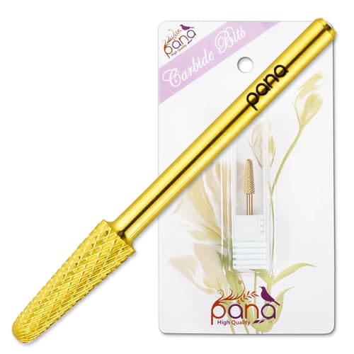 USA PANA Professional 3/32" Shank Size - Cone Shape Carbide Bit - Nail Drill Bit for Manicure Pedicure Tools Dremel Machine - Gold, Silver (Medium, Gold)