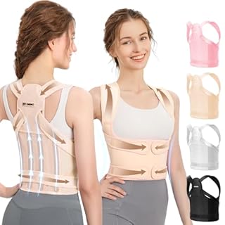 Fit Geno Back Brace Posture Corrector for Men & Women: Shoulder Straightener Adjustable Full Back Support Pain Relief - Scoliosis Hunchback Spine Corrector (Medium/Large)